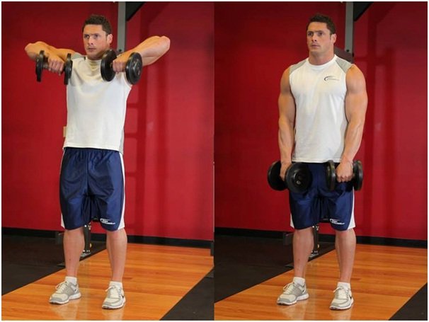 Standing Dumbbell Upright Row - Neck strengthening exercises